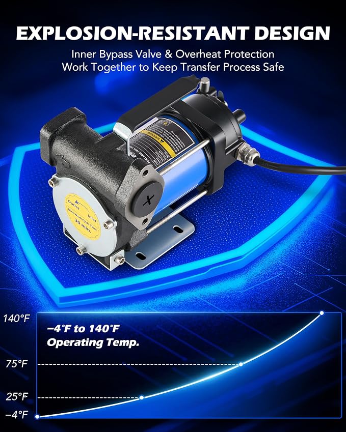 Orion Motor Tech 12V Gasoline Transfer Pump Kit, 15gpm Electric Fuel Transfer Pump with Aluminum Nozzle Carry Case for Diesel Kerosene Light Fuels, Automatic Oil Transfer Pump with Overheat Protection
