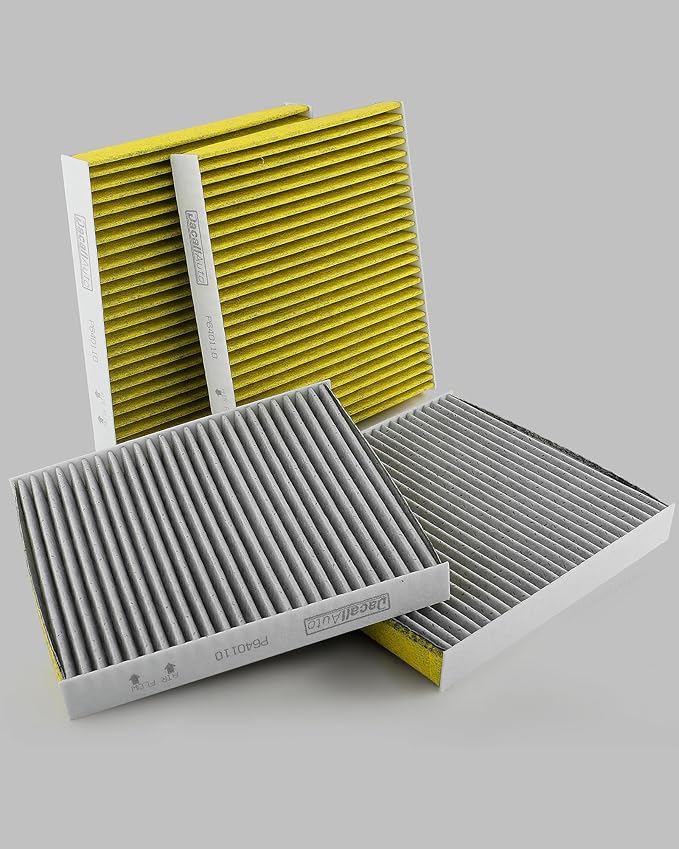 4pcs Activated Carbon Cabin Air Filter Set for Kenworth T660 T680 T800 T880; for International Trucks HV507 HV607 LT625 MV607; for Peterbilt 579 567; Replace X1987001, AF55839, P640110