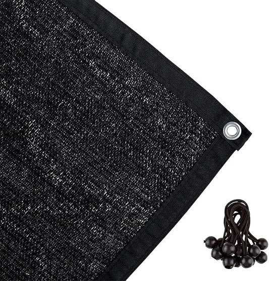 Shatex 90% Shade Cloth 10x20ft Hanging-up Sunblock Shade Panel, Black, 12 Bungee Balls