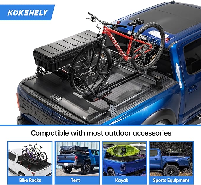 Adjustable 71.3”Truck Bed Rack Cross Bars（2-Pack）For Full-Size Trucks With Soft Roll-Up, Hard Rolling,Tri-Fold, Retract Hard Tonneau Covers|Aluminum Cross Bars|Compatible With Kayak Racks, Bike Racks