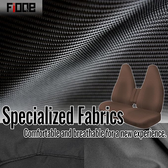 600D Heavy Duty Seat Covers for Chevy Express 1996-2025，Front Bucket Seats with Grab Handle Opening, Durable Oxford Fabric Protective Covers, Not for RV Seat-Brown