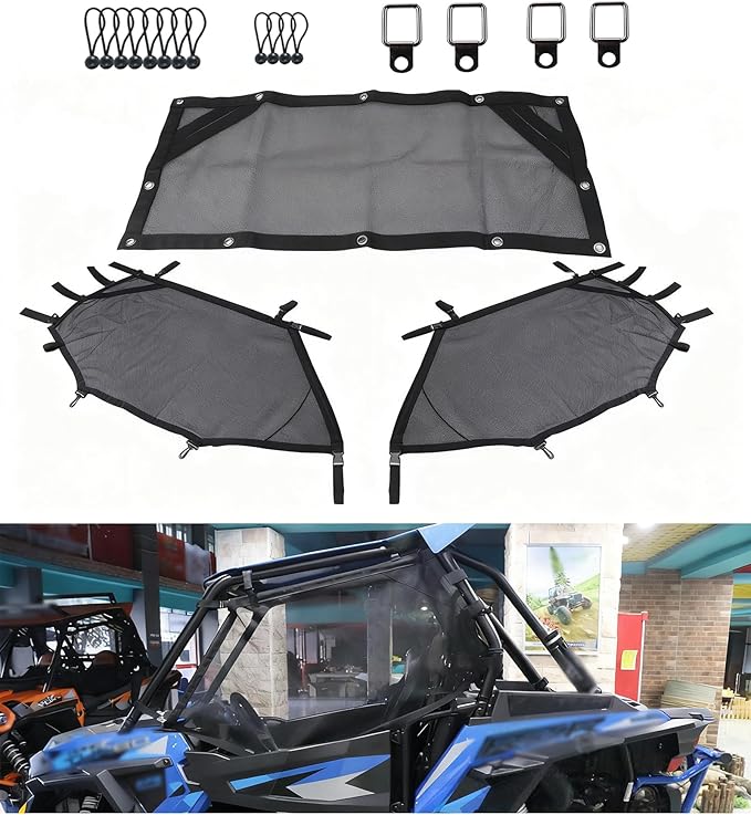 for ATV/UTV Window Net Rear Roll Cage Mesh Guard + Right + Left Window Shade Shield Net Cover for Polaris RZR 570 800 800s 900 Turbo s 1000 RZR XP Polaris Ace 2015-2019