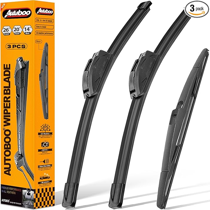 AUTOBOO 26"+20" Windshield Wipers with 14" Rear Wiper Blade Replacement for Ford Edge Lincoln MKX 2007-2015 -Original Factory Quality (Pack of 3)