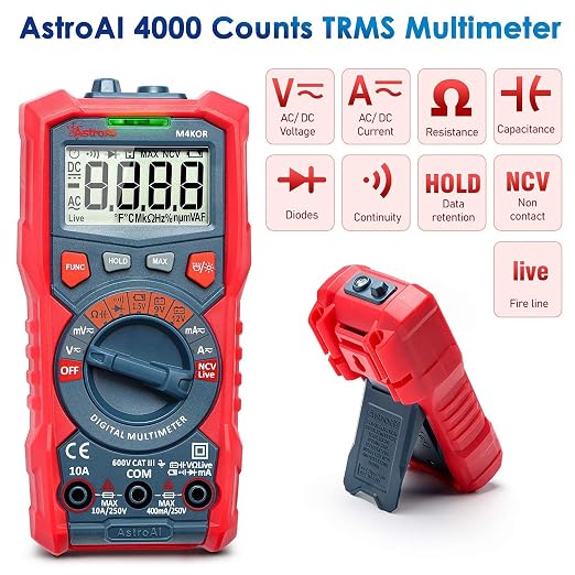 AstroAI TRMS 4000 Counts Digital Multimeter+Multimeter Test Leads Kit