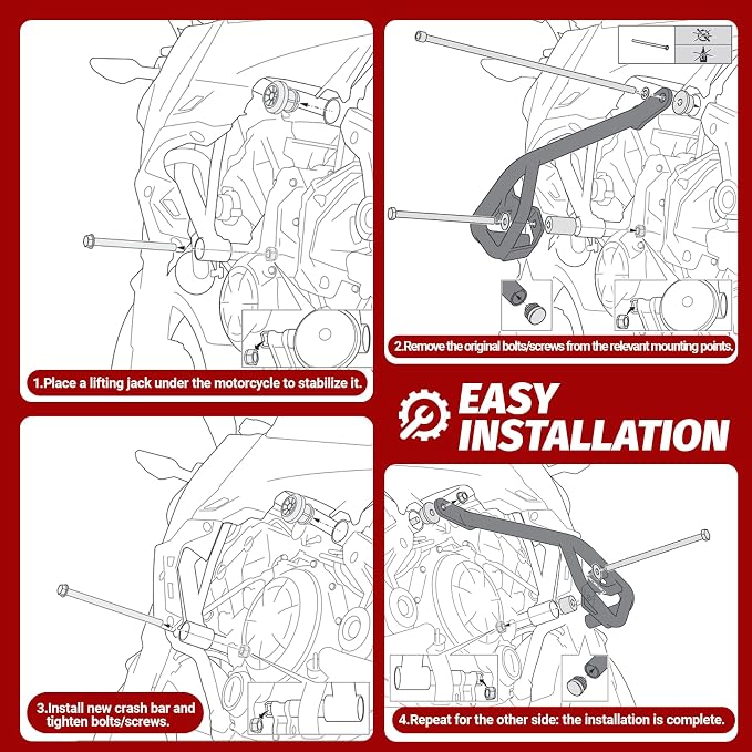 Motorcycle Crash Bar for Z650 ER650 2017-2026 | Engine Guard Highway Bar Bumper Side Falling Protection High-Temp Powder Coating