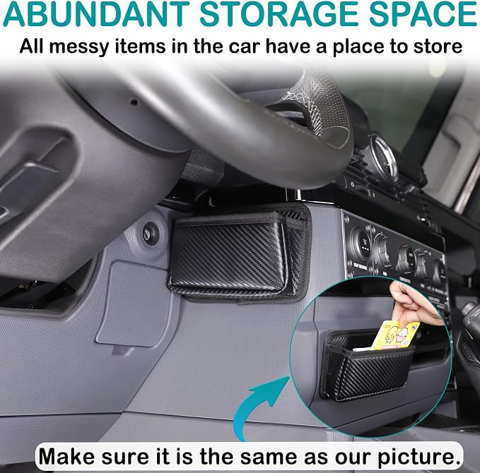 Car Seat Side Pocket Organizer Compatible with Ineos Grenadier 2020 -2025 Oxford cloth material Left Side Organizer Cell Phone Pouch Sunglasses Holder Storage Tray Accessories (Carbon Fiber Pattern)