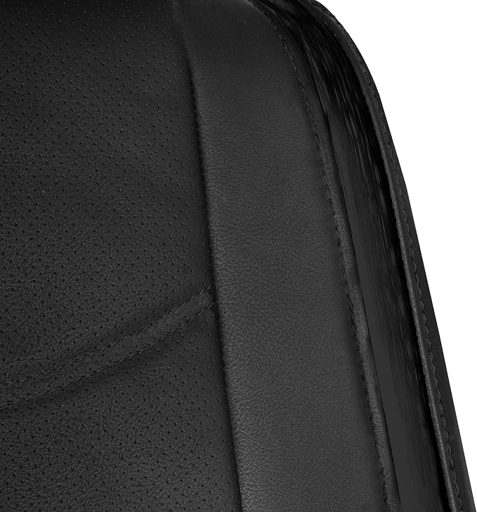 FH Group Galaxy13 Metallic Striped Deluxe Leatherette Car Seat Covers with Matching Carpet Floor Mats – Full Set, Universal Fit, Airbag Compatible for Cars, SUVs & Sedans, Black