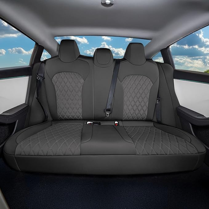FH Group Custom Fit Seat Covers Compatible with Tesla Model 3 2024–2026 Rear Set Seat Covers for Tesla Sedan (Rear Seats Only) Ultraflex Neoprene Car Seat Covers, Black