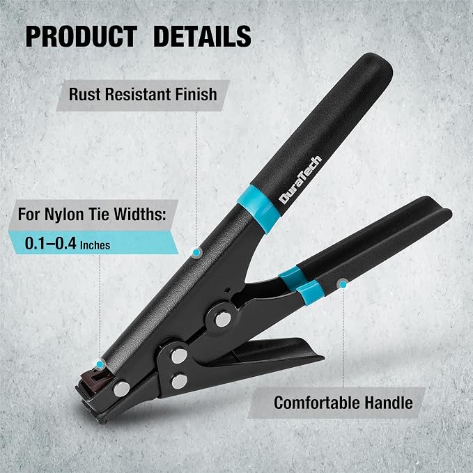 DURATECH 8-inch Zip Tie Tool, Ergonomic Cable Tie Gun for Fastening and Cutting Plastic or Nylon and 8-inch Electrical Disconnect Pliers