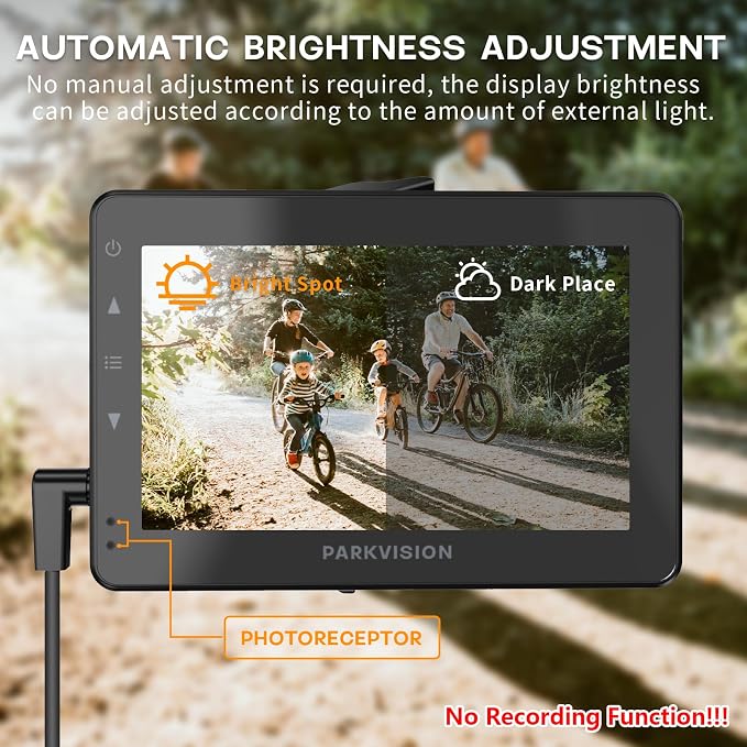 PARKVISION Bicycle Rear View Camera with Dust Cover, 4.3'' HD 1080P Monitor with Auto Dim, 8000mah Rechargeable Battery, 3Mins Installation Bike Camera for Mountain, Ebike,Road Bike