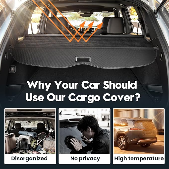 Powerty Cargo Cover for 2019-2025 Honda Passport Accessories, Trunk Cover Retractable Trunk Shielding Shade Cargo Luggage Cover for 2025 Honda Passport