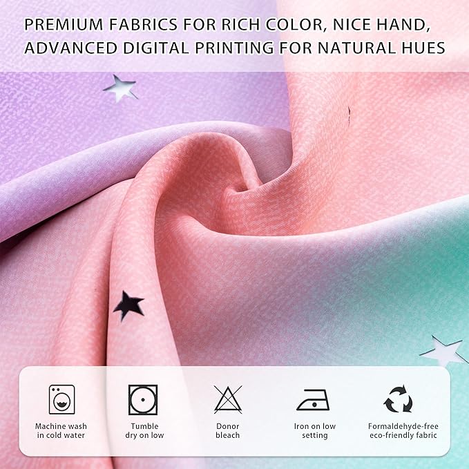 XiDi Girl Blackout Curtains for Bedroom Living Room 84 Inch Length 2 Panels Set Rainbow Pink Curtains Room Darkening Thermal Insulated Grommet Window Drapes Princess Nursery Pink Purple Green 42x84