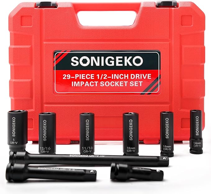 29 pieces 1/2" Drive Impact Sockets Set，18 pieces Impact Drive Extension Bar Set