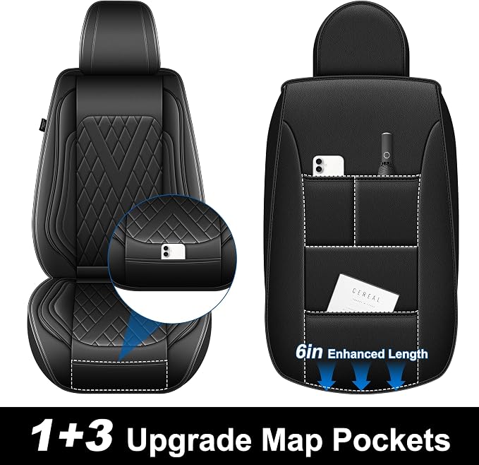 Truck Seat Covers Full Set Fit for 2009-2026 Ford F150 & 2017-2026 F250/F350/F450 Super Duty Leather Protectors Scratch-Resistant (Black)
