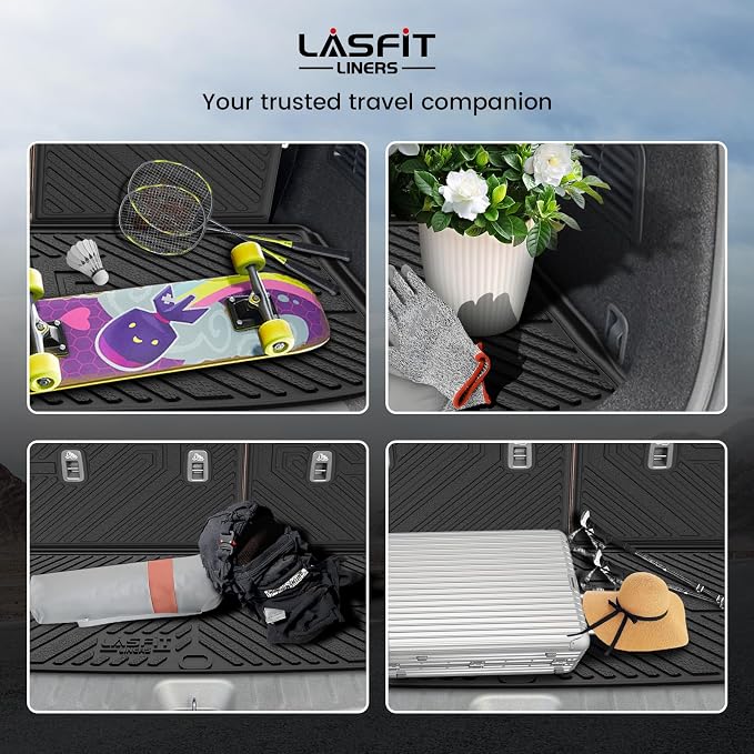 LASFIT Cargo Mat & Backrest Mats for Nissan Pathfinder 2026 2025 2024 2023 2022, All Weather TPE Custom Fit Cargo Liner Trunk Mats & Seatback Mats Accessories, Black
