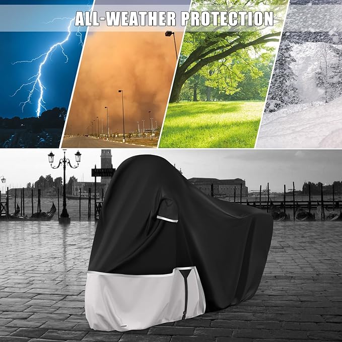 Waterproof Motorcycle Cover Replace for Piaggio Vespa GTV GTS GT60/125/200/250/300 Super Without Trunk Model, 420D Oxford Cloth Motorcycle Cover for Snow Rain Dust Protection