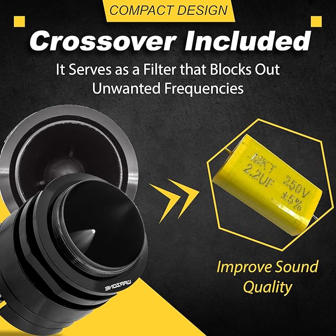 Warzone WZ45TW 1.7-Inch Super Tweeter Speaker, 4 Ohm, 1500W Max Power, 106dB Sensitivity, Titanium Diaphragm, CCAW Voice Coil for Pro Car Audio