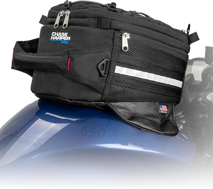 Chase Harper USA 650X Magnetic Tank Bag - Water-Resistant, Tear-Resistant, Industrial Grade Ballistic Nylon with Anti-Scratch Rubberized Bottom, Strong Neodymium Magnets - Expandable Design