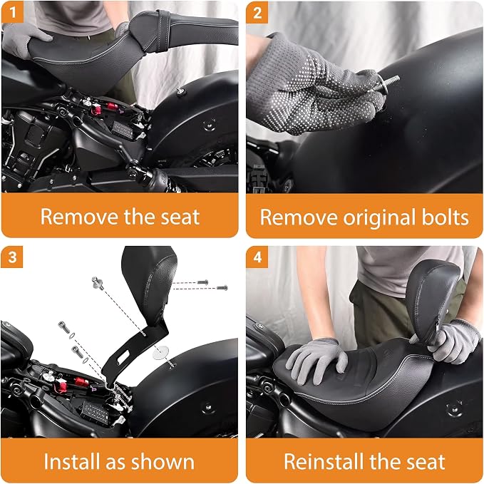 Driver Backrest Compatible with Indian Scout Sixty/Bobber/Classic Solo 2025+, Plug-In Rider Backrest Sissy Bar for Indian Motorcycle Accessories