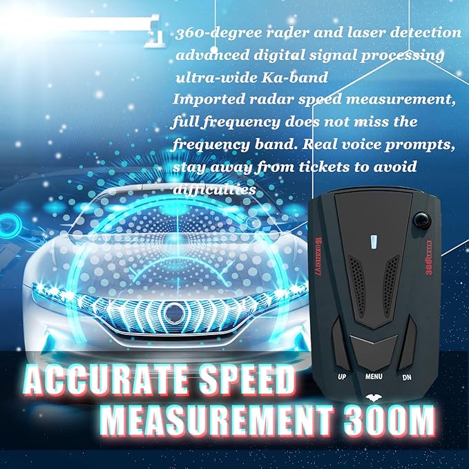 Newly Laser/Radar Detector for Cars with Led Display, Long Range Detection, Mute Memory, City/Highway Mode, Ideal Gifts for Cars (Black)