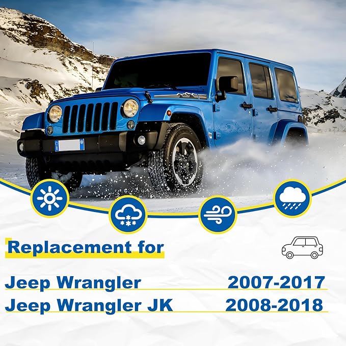 HRSNO® 15"+15" Windshield Wipers With 13" Rear Wiper Blade Sets Automotive Replacement for 2007-2017 Jeep Wrangler Wiper Blades For My Car (Pack of 3)