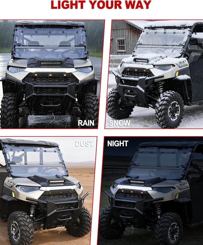 Front Accent Light for Polaris Ranger/Crew XP 1000 2019-2024 Accessories, Front Hood LED Auxiliary Daytime Running Light Turn Signal Lamp Upper Grille for Polaris Ranger, Plug & Play, 1PC