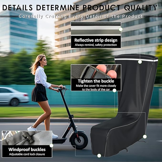 Universal Electric Scooter Cover, Outdoor Waterproof and Dustproof Scooter Covers, Adults/Kids Electric Scooter Storage cover, L54xW28xH52 Inch, Suitable for 300W to 2000W Electric Scooters, Black