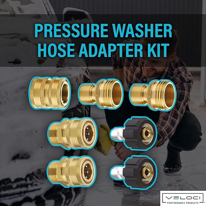 MTM Hydro Pressure Washer 7-Piece Hose Adapter Kit for use with Foam Cannons, Pressure Washers and Hoses Commercial Grade