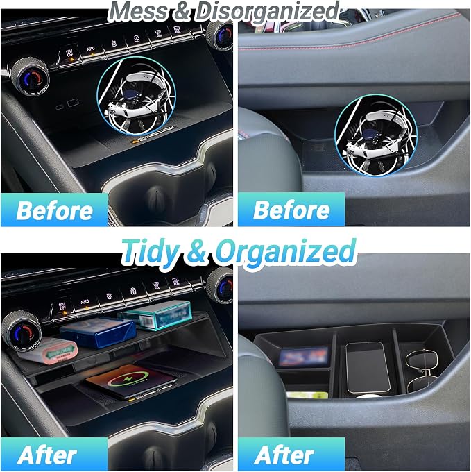Center Console Organizer Compatible with 2024-2026 Chevy Traverse Interior Accessories, Divider Compartment Tray and Center Console Bottom Storage Box; Not fit for 2024 Chevy Traverse Limited