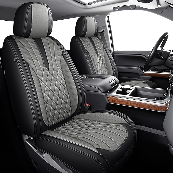 AOMSAZTO Seat Covers Fit for Chevy Silverado GMC Sierra 1500 2500HD 3500HD 2019-2024 Crew Double Extended Cab Full Set Truck Pickup Car Seat Covers (Black & Grey,5 Seats)