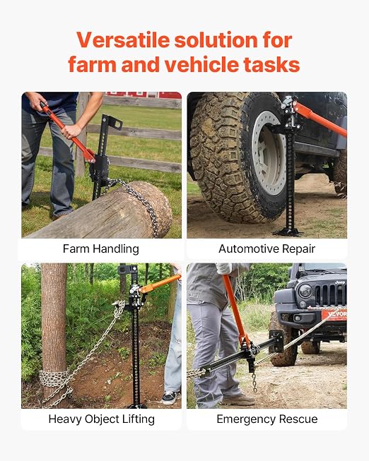 VEVOR Farm Jack with Base, 48" Utility High Lift Farm Jack, 3.18 Ton (7,000 lbs) Capacity Ratcheting Off Road Utility Jacks, Heavy-Duty Lift Jacks with 5.12"-42.5" Lifting Range for Tractor, Truck,SUV