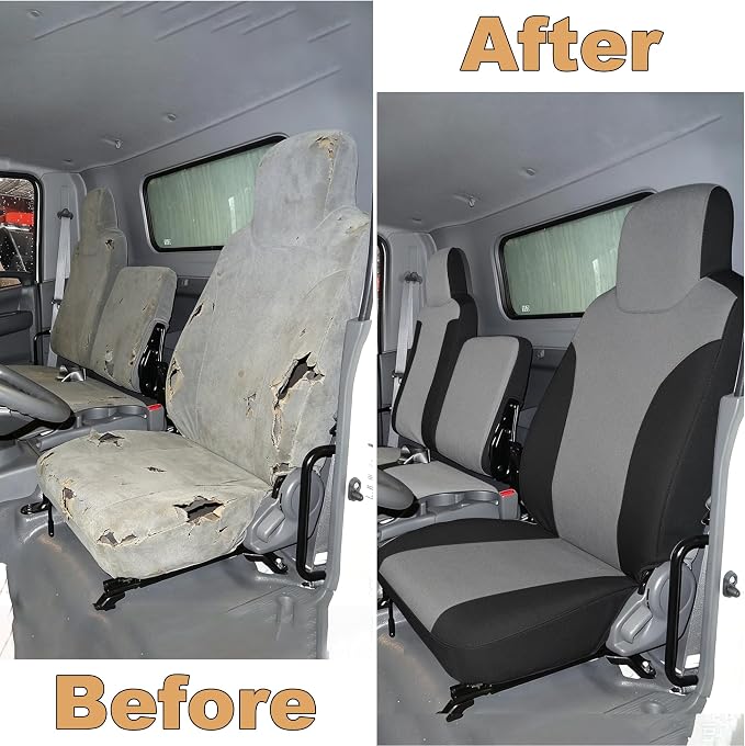 Seat Covers for Isuzu NPR 40/60 Split Bench Custom 2006 2007 2008 2009 2010-2025 Knitted Fabric with Soft Foam Padding Breathable Gray