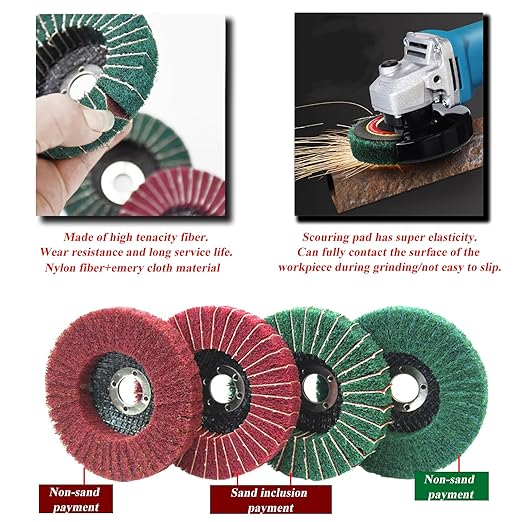 18Pcs 4 Inch Buffering Wheels Polishing Kit with Compound for Angle Grinder,Includes 14Pcs Nylon Fiber Flap Disc & Wool Felt Polishing Wheel,3Pcs Buffing Compounds and Sanding Sponge