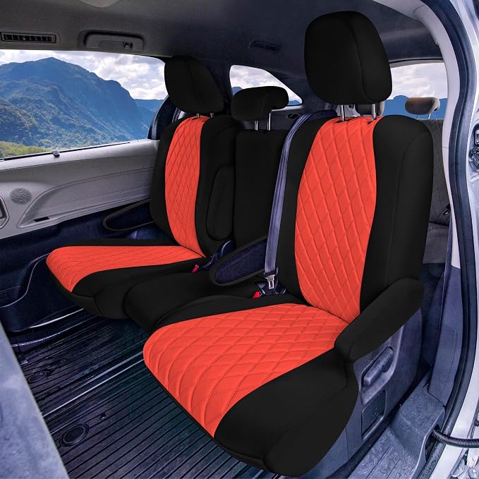 FH Group Custom Fit Car Seat Covers Specifically Made for Toyota Sienna 2021-2024, Red Ultraflex Neoprene 2nd Row Set Automotive Seat Covers, 8 Seater SUV Seat Covers, Toyota Accessories