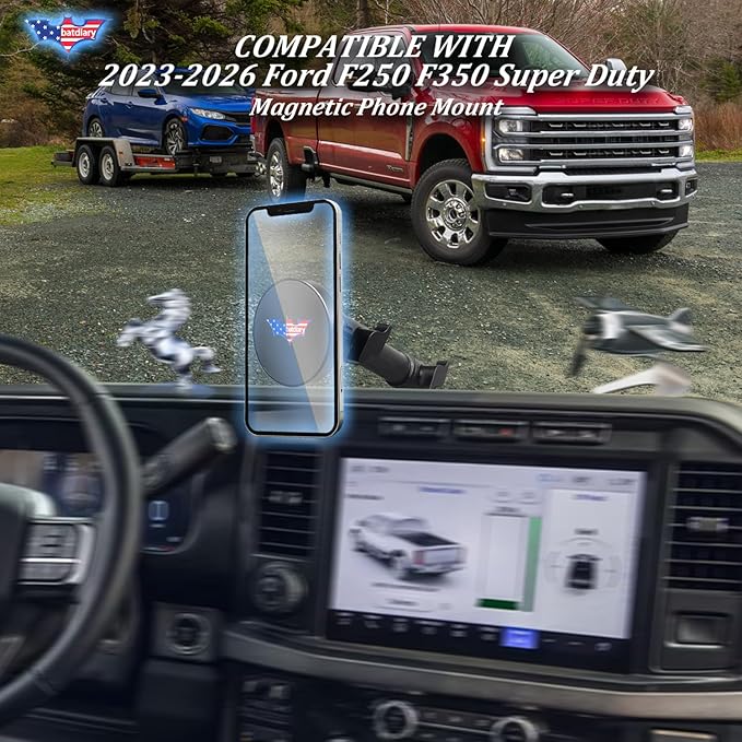 2025 F250 F350 Magnetic Phone Mount Compatible with 2023 2024 2025 2026 Ford F250 F350 Super Duty Accessories Metal Cell Phone Holder Dash Platform Mount