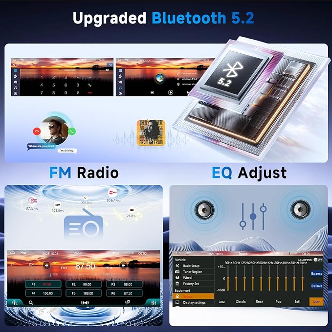 Upgrade Single Din Car Stereo, Wireless CarPlay Android Auto, 6.28'' Single DIn Touch Screen Car Radio with Backup Camera, Single Din Radio Supports Bluetooth 5.2, SWC, FM, USB, Type-C, Aux