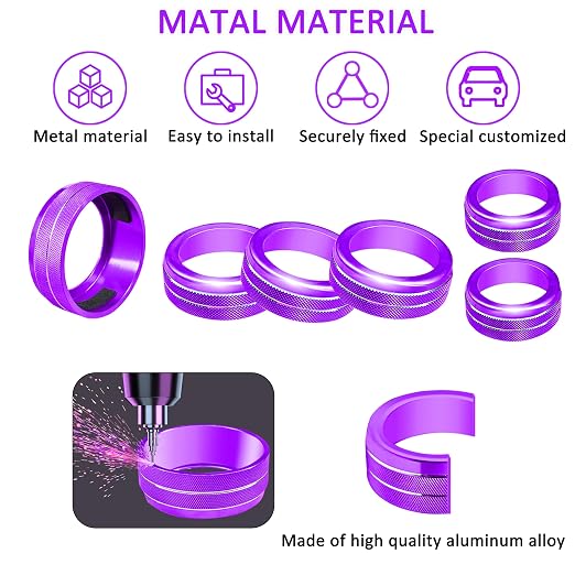 for Toyota Tacoma Accessories 2023 2022 2021 2020 with 8" or 7" Touchscreens Knob Covers - AC Vent Ring Button Knob Covers for Air Conditioner Volume Mirror Push Start Stop Button Trim 12Pcs (Purple)
