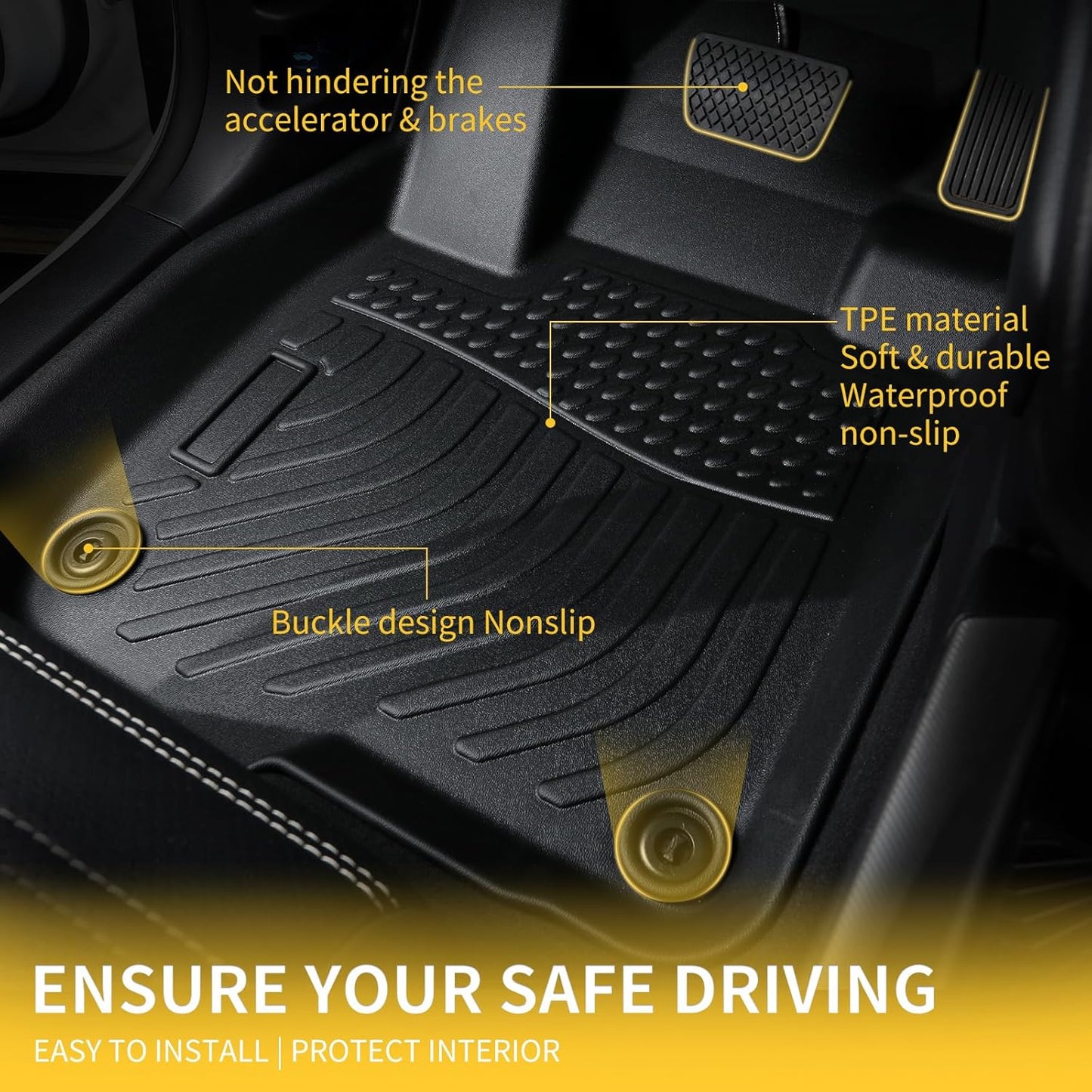 GINOWY-Floor Mats & Cargo Liner for Mitsubishi Outlander 2022-2024 2025(Only Gasoline Models), TPE All Weather Outlander Car Mats, Non-Slip Trunk Mat Easy to Clean Floor Liners Accessories Black