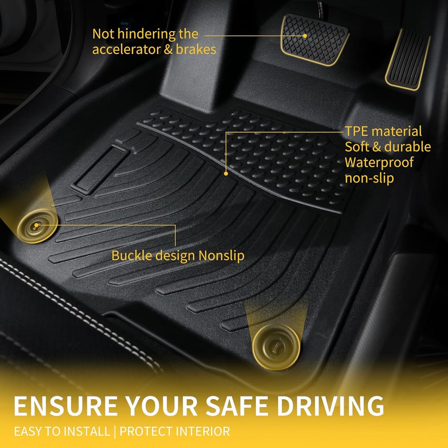 GINOWY- Floor Mats & Cargo Liner for Forester 2018-2014, TPE All Weather Protection Forester Car Mats, Custom 2018 Forester Floor Liners Non-Slip Trunk Mat Waterproof Automotive-Black