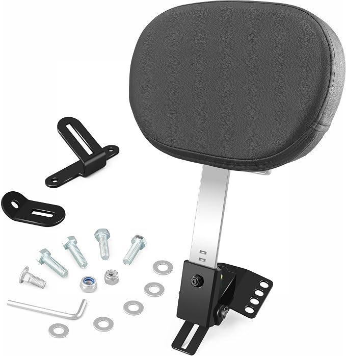 Adjustable Plug-in Driver Rider Backrest Custom Kit for Harley Electra Glides 1997-2026 Made Fit for Touring Models Road King Street Glide (Chrome Finished)