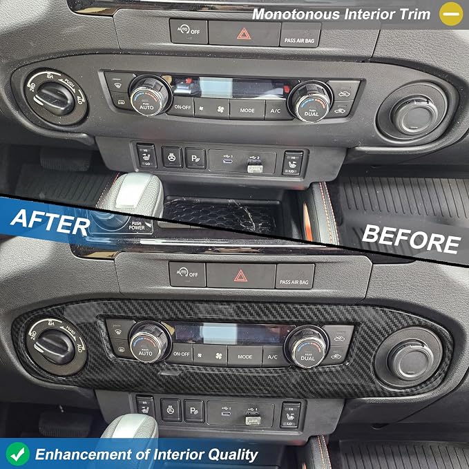 Carbon Fiber Center Console AC Air Vent Panel Cover Compatible with Nissan Frontier 2022-2024