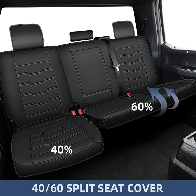 Seat Covers Fit for Chevy Silverado 2007-2026 Custom Fit for Chevrolet Silverado GMC Sierra 1500 2500HD 3500HD Crew Double Extended Cab Full Set Truck Pickup Car Seat Covers (5 Seats, Redline)