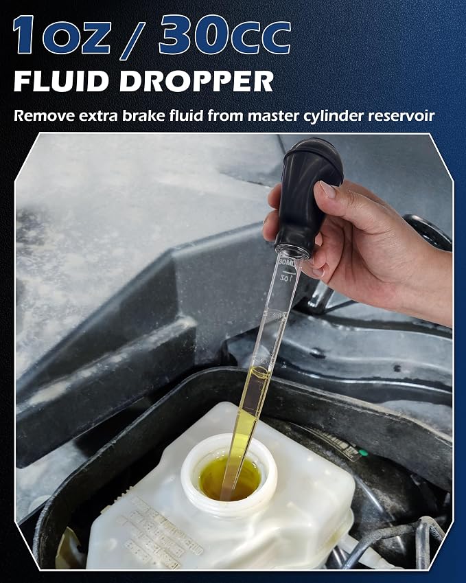 3L Brake Fluid Bleeder Kit w/ 1L Catch Bottle, Pressure Brake Bleeding Tool, Manual Power Bleeder Pump for Flush Brakes and Clutch System, Upgraded Adapters (43.5/45/49.5/50.7mm), White