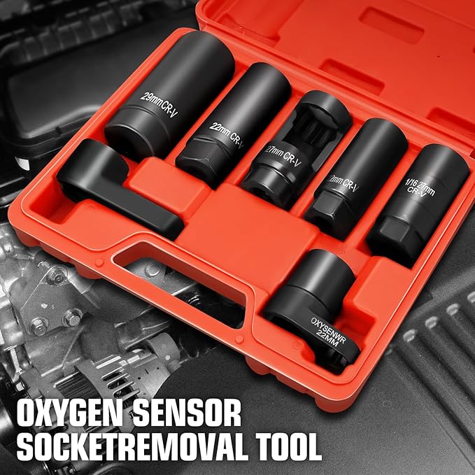 DNA Motoring 7pcs Oxygen Sensor Socket Removal Tool, O2 Removal and Installation Universal Puller and Removal Tool, Sensor Oil Pressure Sending Unit Socket Set, TOOLS-00775