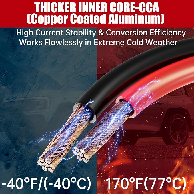 Heavy Duty Jumper Cables for Car Battery, 1 Gauge 30 Feet 900AMP Quick Connect Booster for Jump Starting Dead or Weak Batteries, Suitable for 8L Gas & 6L Diesel, Carrying Bag Included