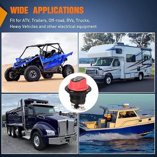 Nilight Battery Disconnect Switch 100A Master Disconnect Isolator 12V-48V On Off Power Cutoff Switch Waterproof Heavy Duty for Marine Boat Car RV ATV UTV Yacht, 2 Years Warranty
