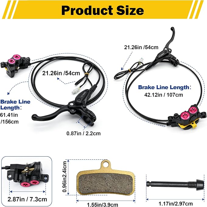 Front Rear Hydraulic Brake Kit & Brake Caliper Master Cylinder Assembly for Surron Light Bee X Segway X160 X260 Talaria Sting MX3/R MX4/XXX Electric Dirt Bike Parts