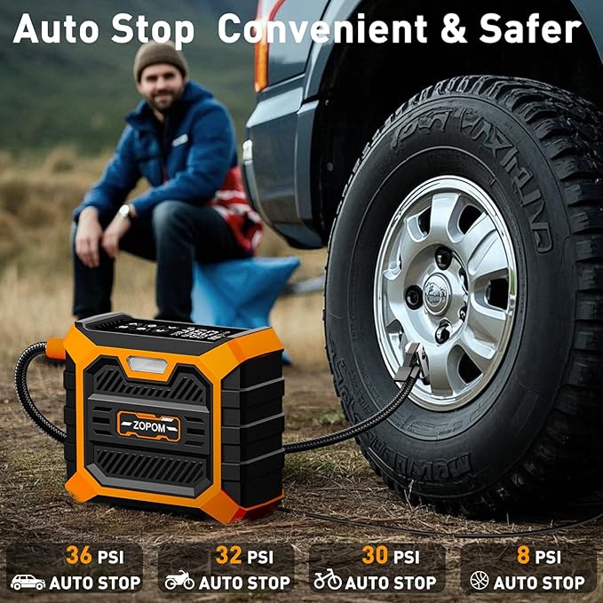 ZOPOM Tire Inflator Portable Air Compressor DC 12V Air Compressor (Orange)
