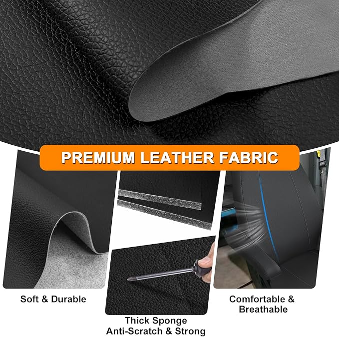 Leather Seat Cover Compatible with Peterbilt Model 579, 579EV, 589, 567, Driver or Passenger 33in High Back Seat Cover, Bottom Back & Armrest Cover, Long Armrests 17in