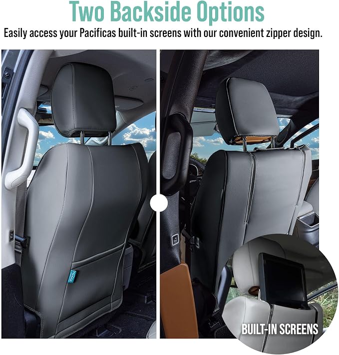 FH Group Custom Fit Car Seat Cover Specifically Made for Chrysler Pacifica 2017-2024 - Front Set (No Built-in DVD with Armrest), Faux Leather, Solid Gray